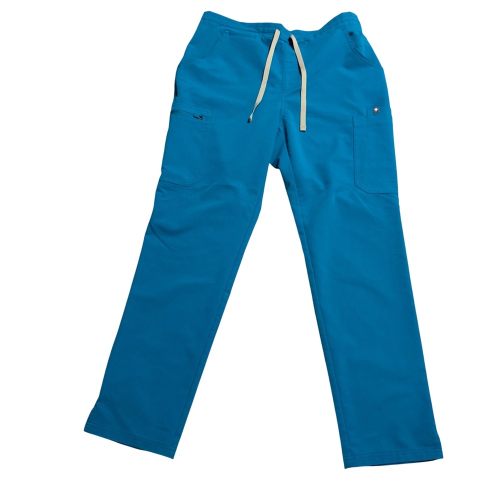 FIGS Teal Blue Yola Skinny Scrub Cargo Pants Women sz Medium Nurse Workwear